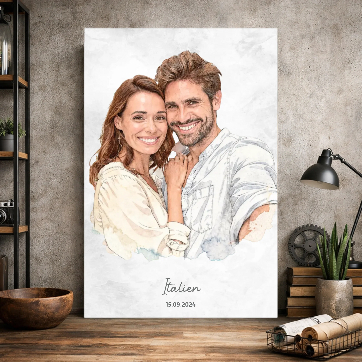 Personalisiertes Leinwand Bild im Aquarell-Syle