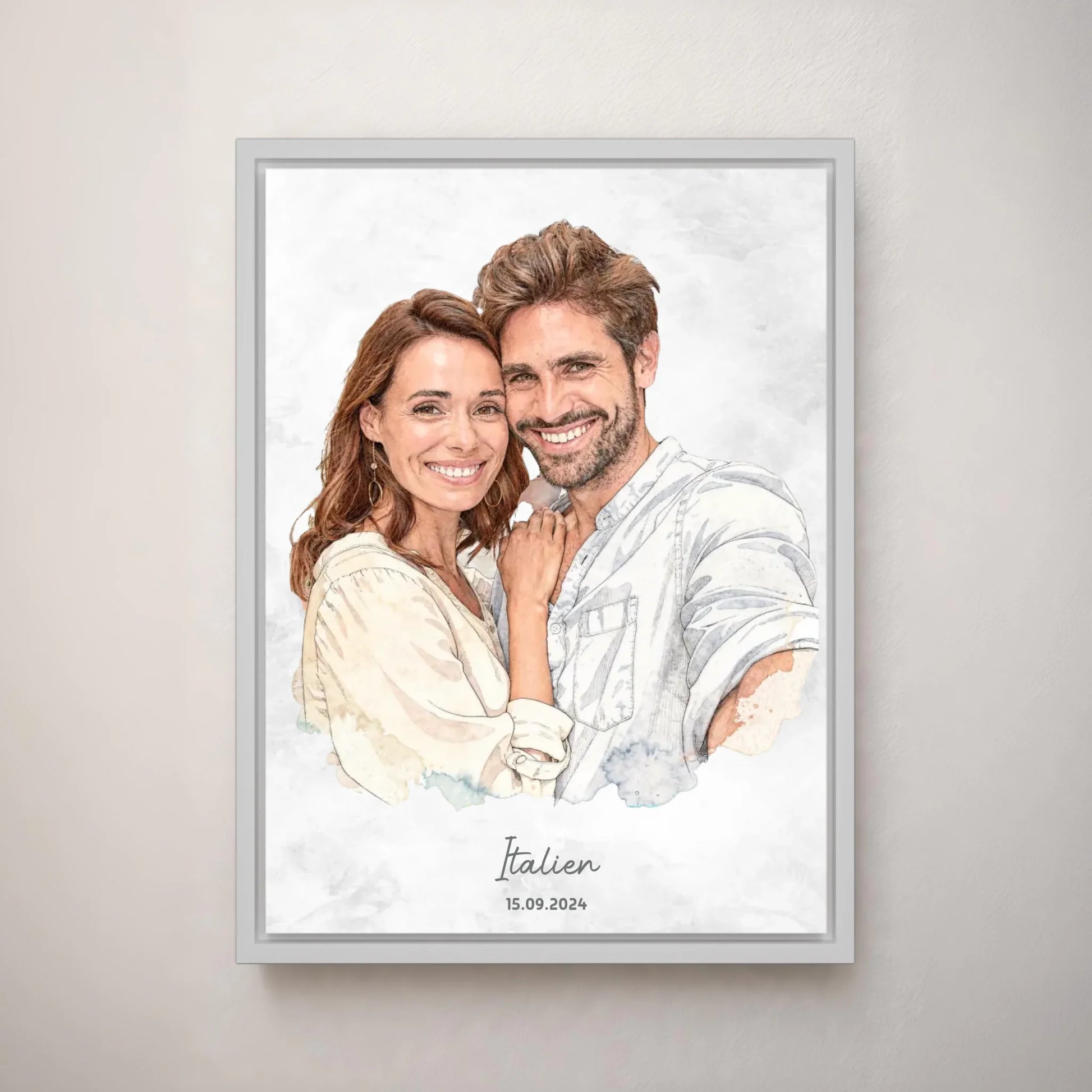Personalisiertes Leinwand Bild im Aquarell-Syle mit Rahmen