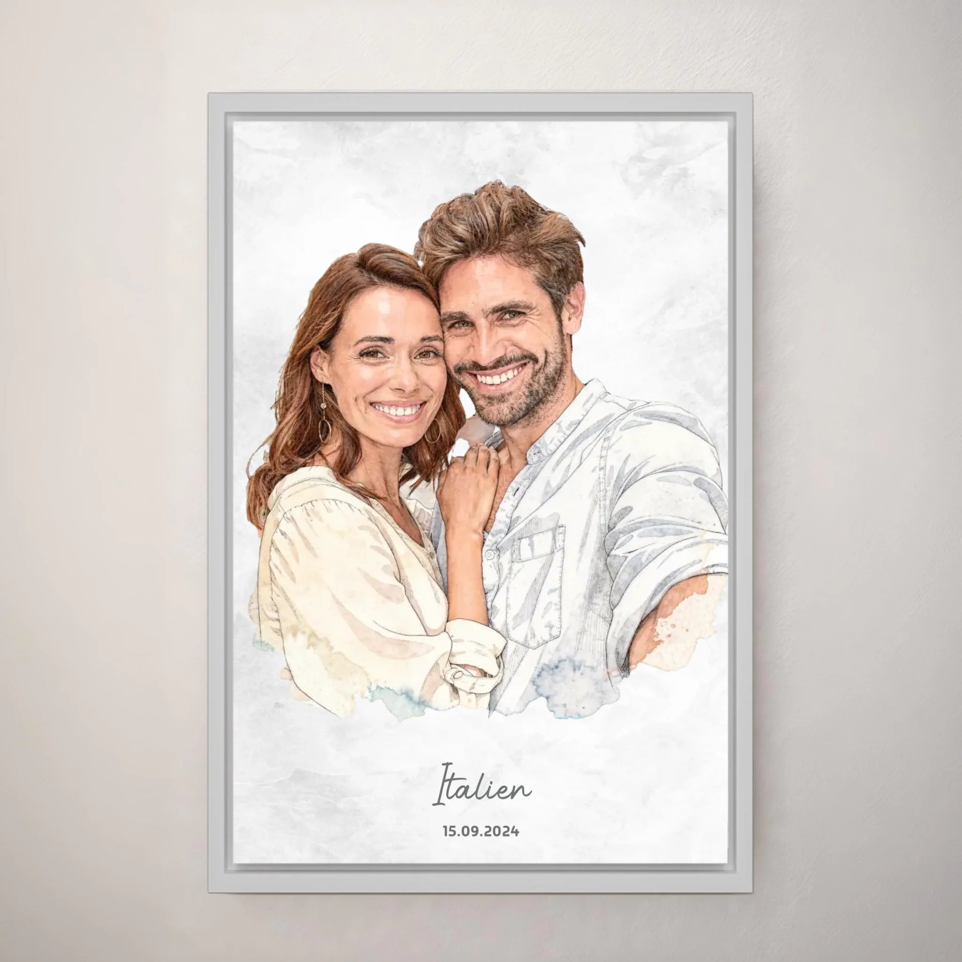 Personalisiertes Leinwand Bild im Aquarell-Syle mit Rahmen