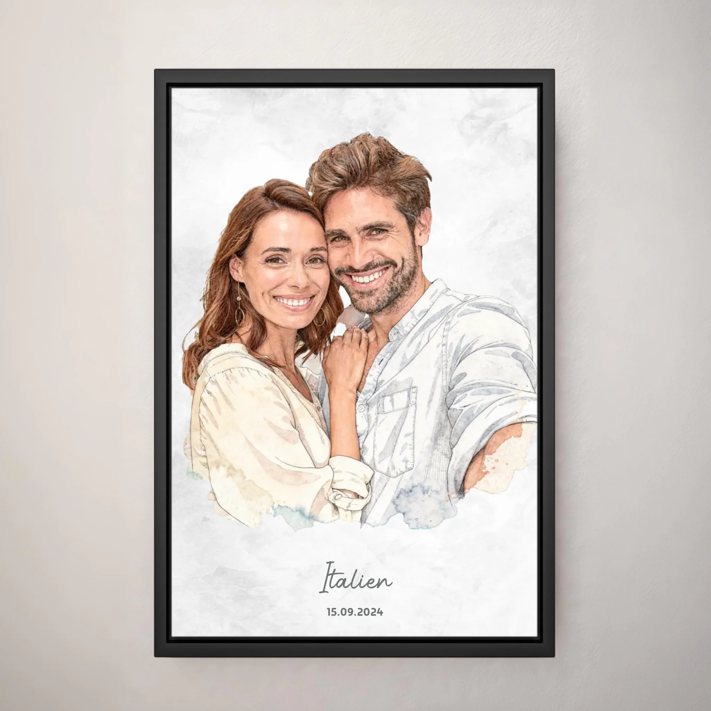 Personalisiertes Leinwand Bild im Aquarell-Syle mit Rahmen