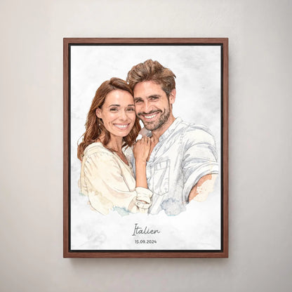 Personalisiertes Leinwand Bild im Aquarell-Syle mit Rahmen