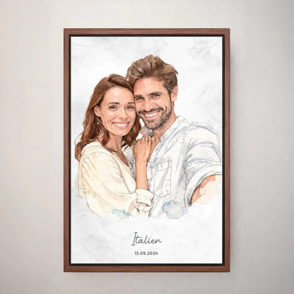 Personalisiertes Leinwand Bild im Aquarell-Syle mit Rahmen