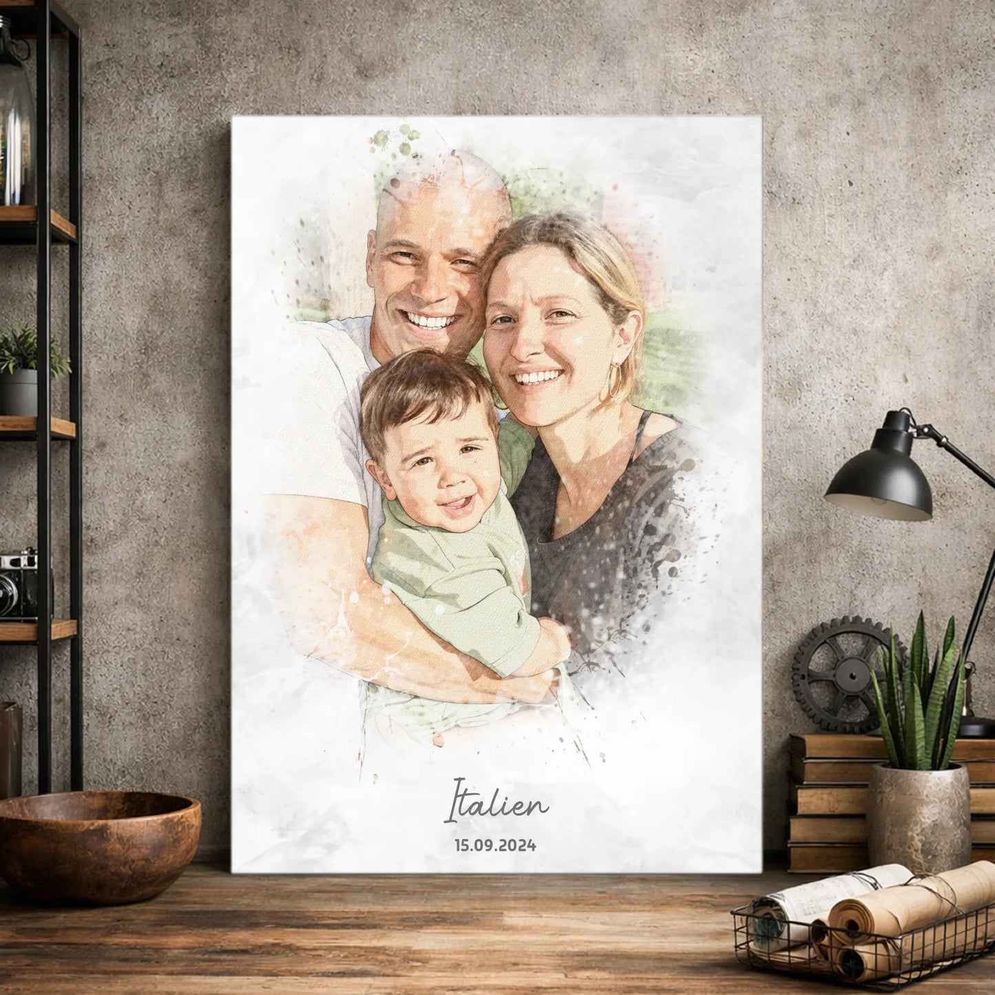Personalisiertes Leinwand Bild im Aquarell-Syle