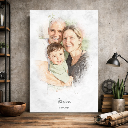 Personalisiertes Leinwand Bild im Aquarell-Syle