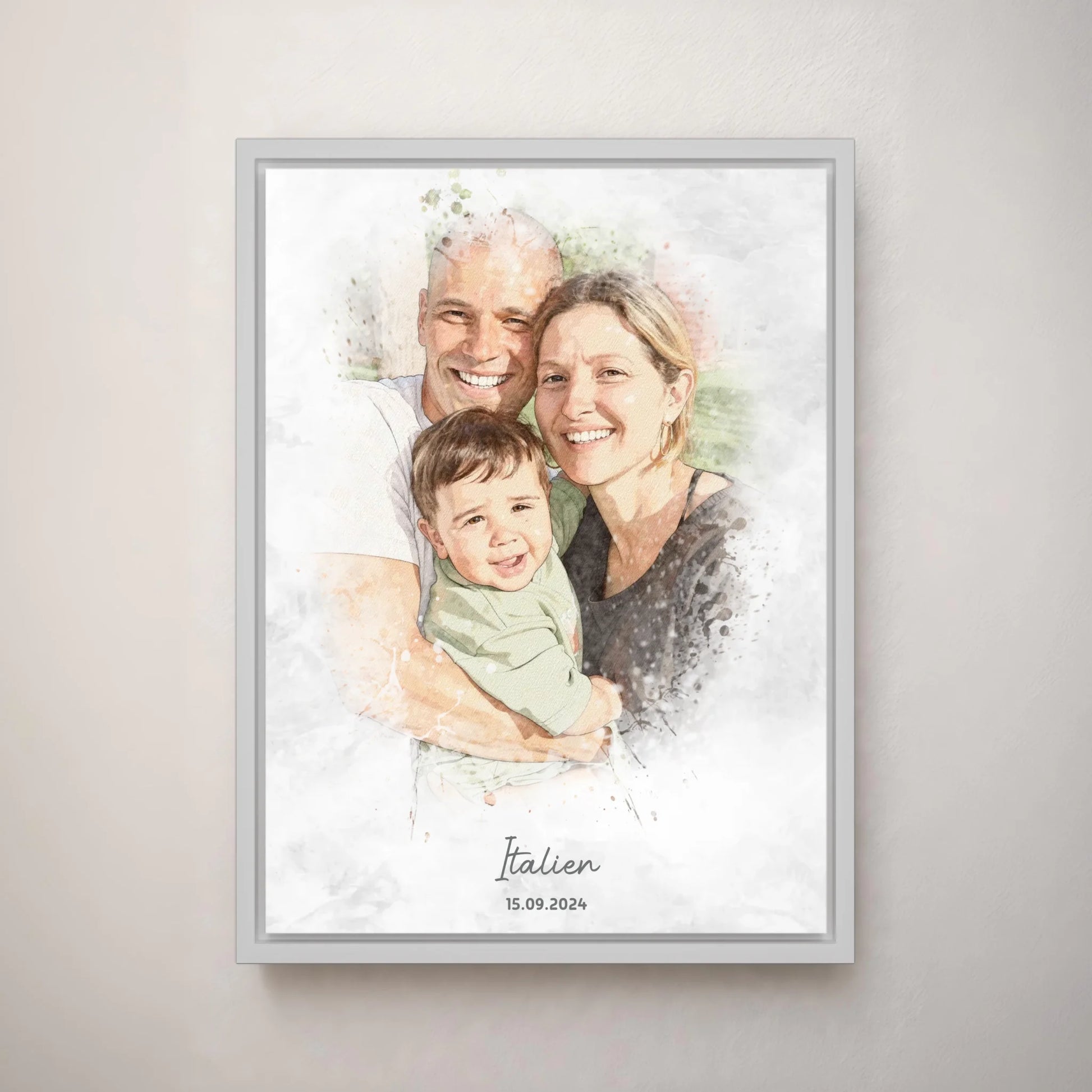 Personalisiertes Leinwand Bild im Aquarell-Syle mit Rahmen