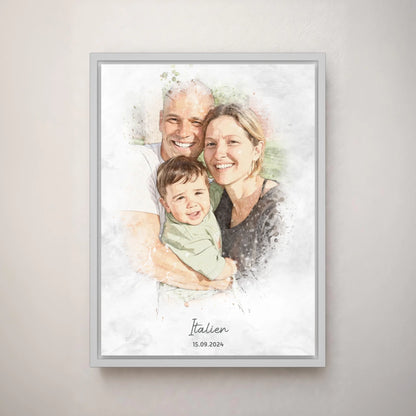 Personalisiertes Leinwand Bild im Aquarell-Syle mit Rahmen
