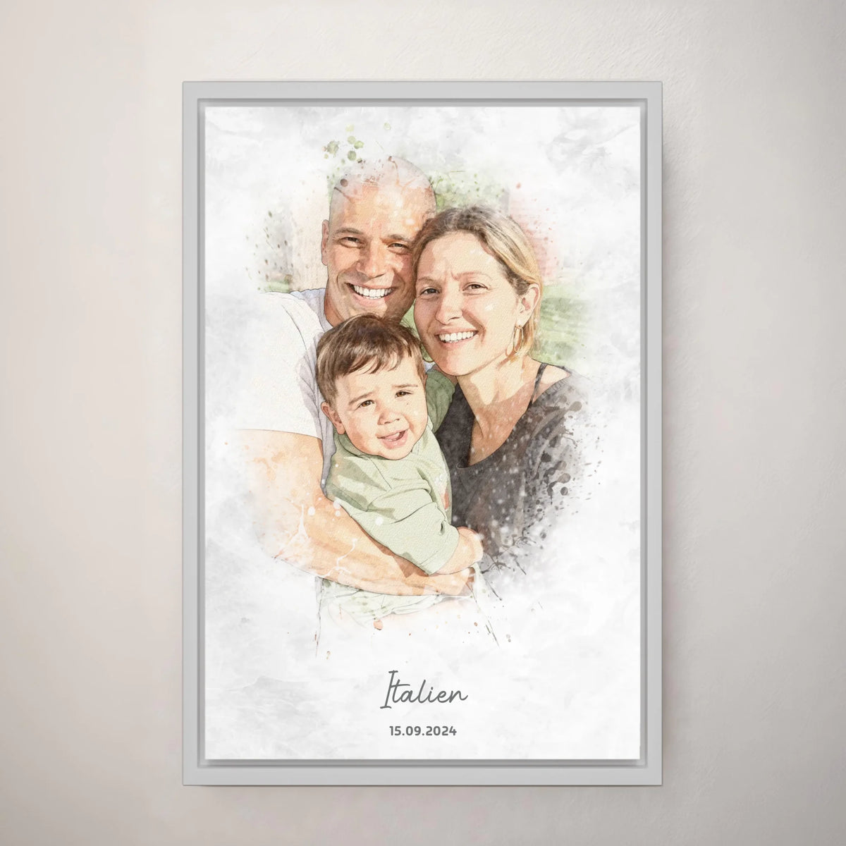 Personalisiertes Leinwand Bild im Aquarell-Syle mit Rahmen