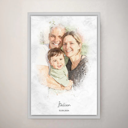 Personalisiertes Leinwand Bild im Aquarell-Syle mit Rahmen