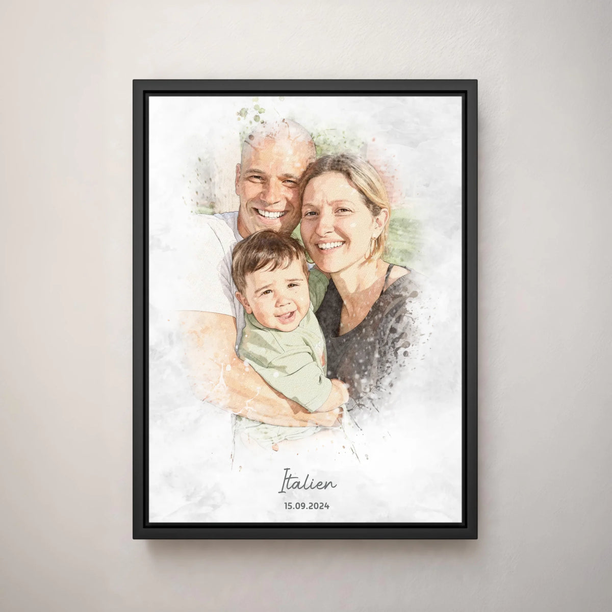 Personalisiertes Leinwand Bild im Aquarell-Syle mit Rahmen