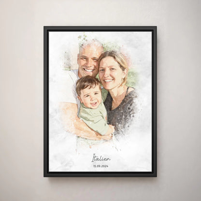 Personalisiertes Leinwand Bild im Aquarell-Syle mit Rahmen