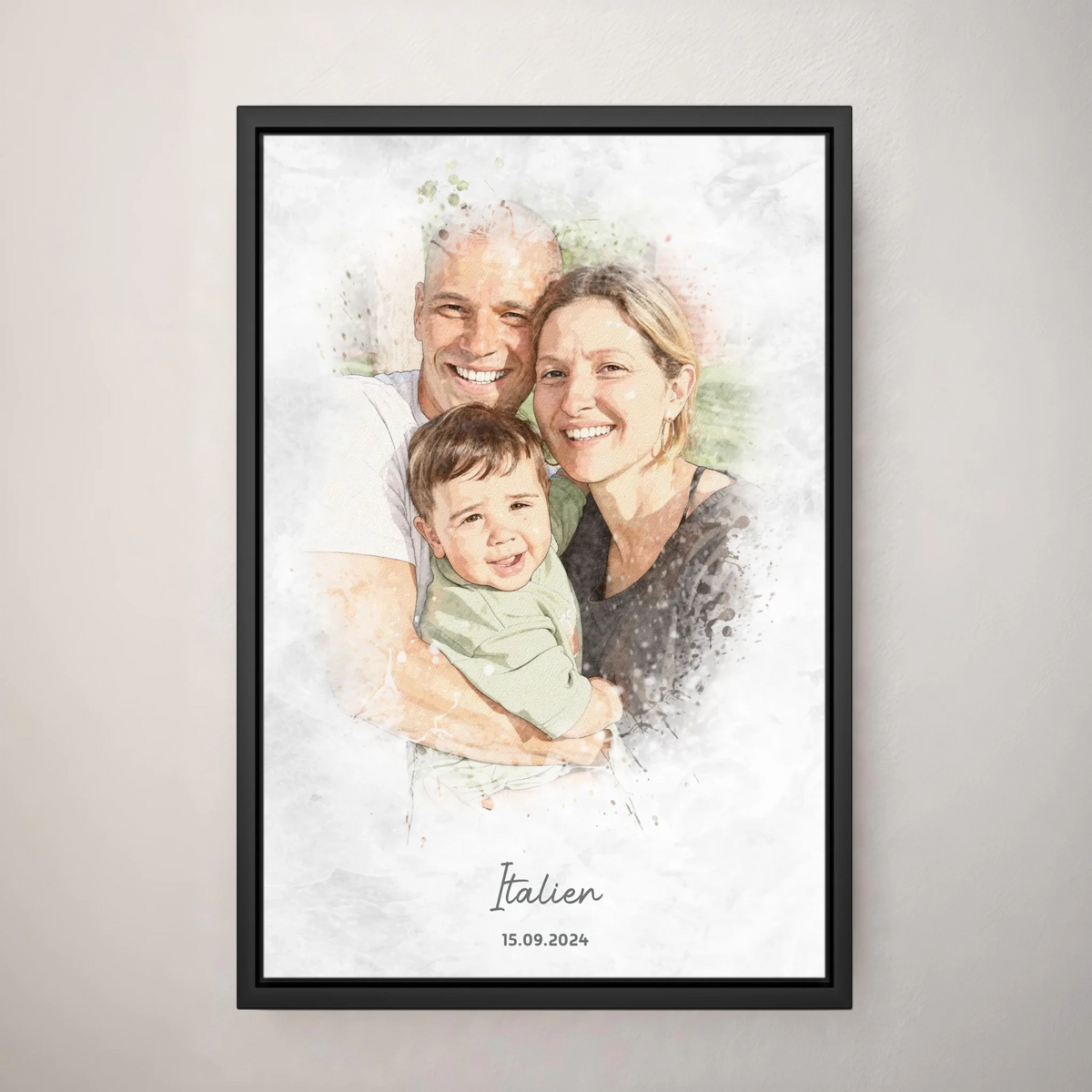 Personalisiertes Leinwand Bild im Aquarell-Syle mit Rahmen