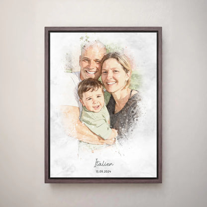 Personalisiertes Leinwand Bild im Aquarell-Syle mit Rahmen