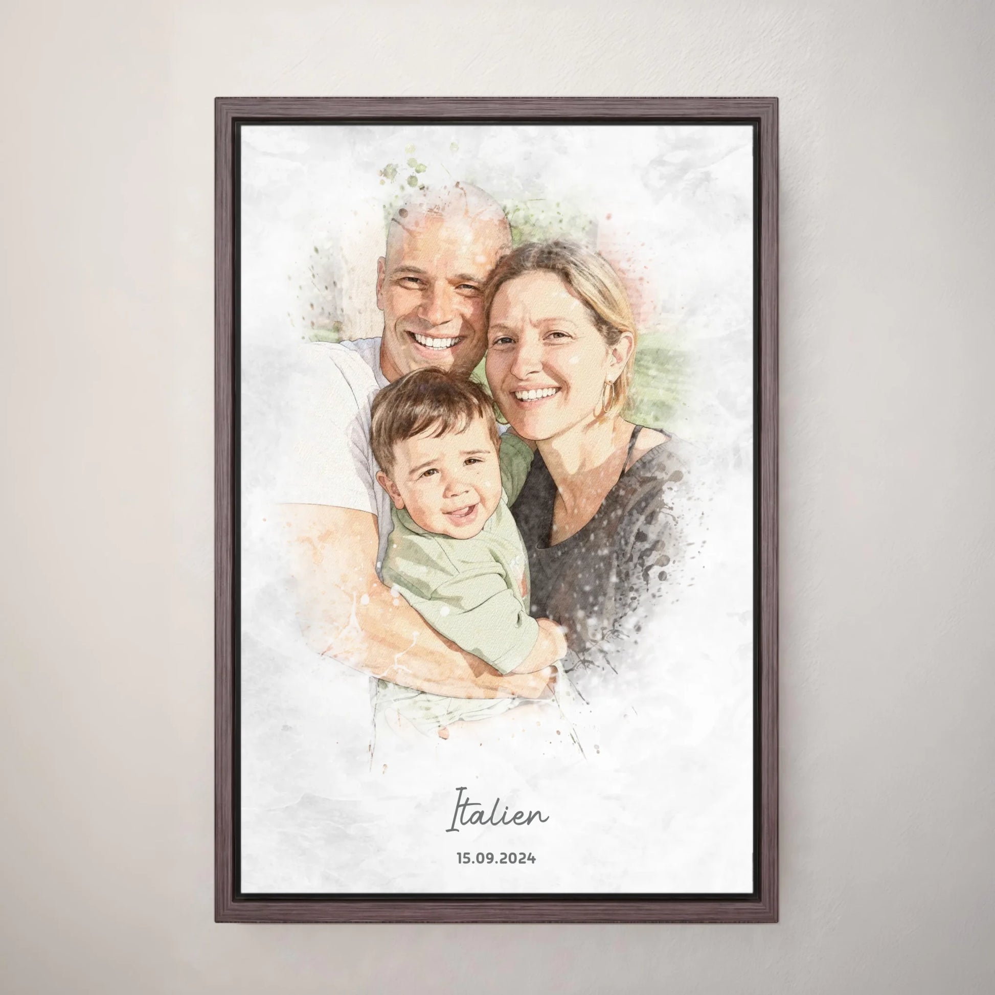 Personalisiertes Leinwand Bild im Aquarell-Syle mit Rahmen