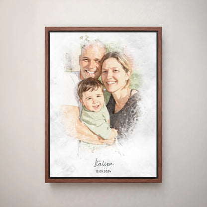 Personalisiertes Leinwand Bild im Aquarell-Syle mit Rahmen
