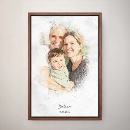 Personalisiertes Leinwand Bild im Aquarell-Syle mit Rahmen