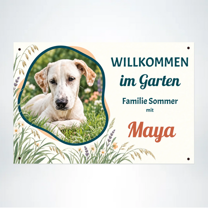 Hundeschild Gräserrahmen aus 3 mm Alu-Verbund, 30 x 20 cm