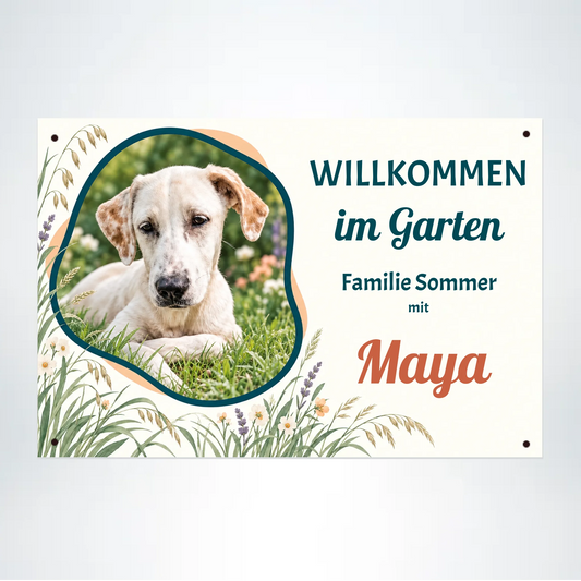 Hundeschild Gräserrahmen aus 3 mm Alu-Verbund, 30 x 20 cm